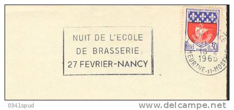 1965 France 54 Nancy    Bières  Birra Beer Sur Lettre - Bières