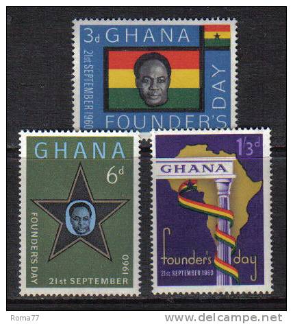 25 - GHANA 1960 , Nkrumah Serie N. 79/81  *** - Ghana (1957-...)