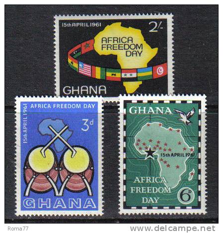 27 - GHANA 1961 , Libertà Serie N. 85/87  *** - Ghana (1957-...)