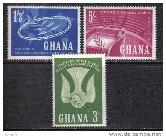 29 - GHANA 1961 , Paesi Non Allineati  Serie N. 90/92  *** - Ghana (1957-...)