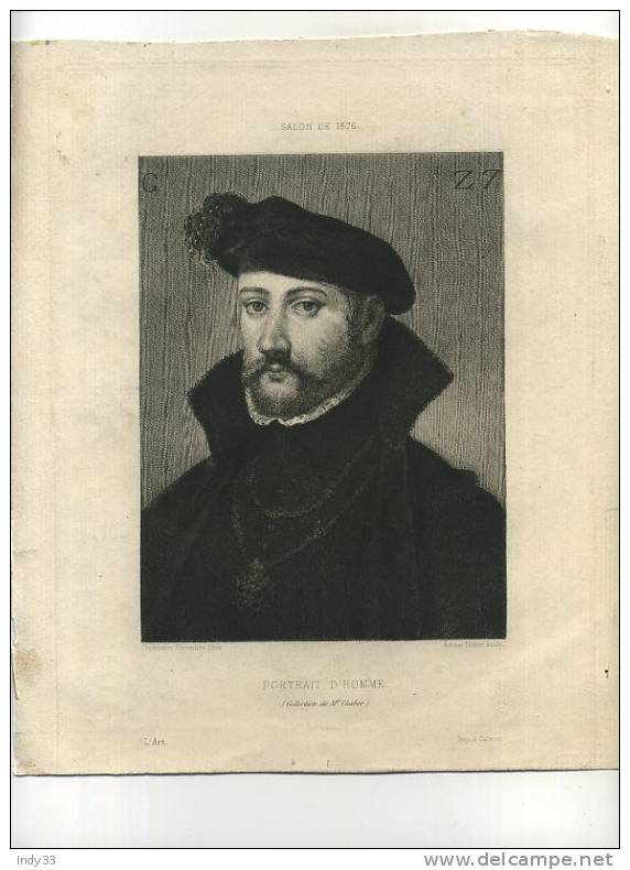 - PORTRAIT D´HOMME . EAU FORTE DU XIXe S. DATEE 1876 - Prenten & Gravure