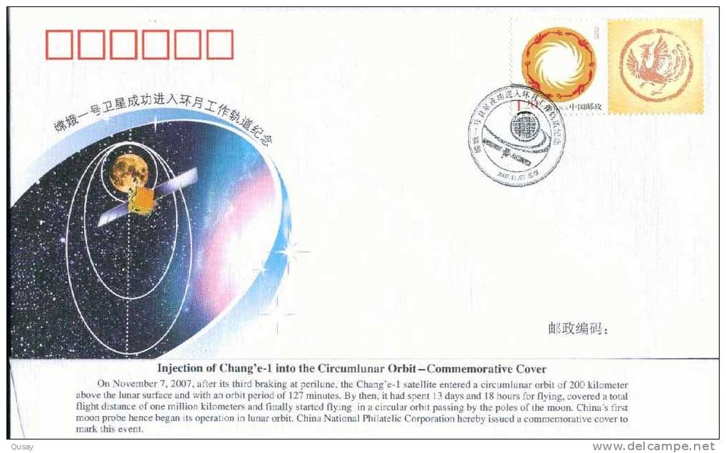 Injection Of Chang´e-1 Into The Circumlunar Orbit, Space, Satellite ,  Commemorative Cover - Asie