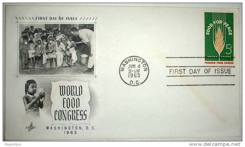 United States,Letter,World Food Congress,Cover,Stamp,Children,FDC - 1961-1970