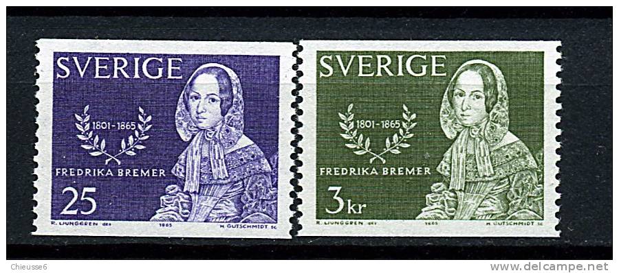 Suède ** N° 527/528 - Cent. De La Mort De F. Bremer - Ungebraucht
