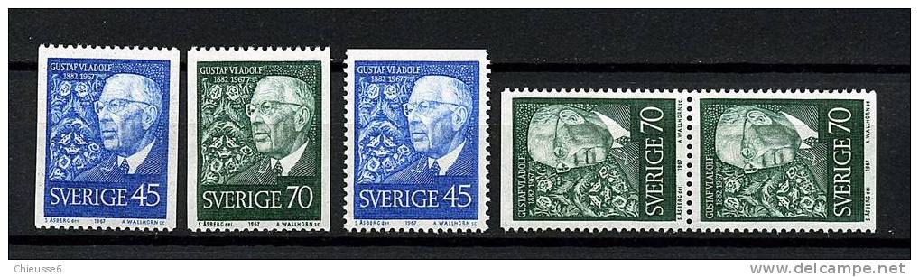 Suède ** N° 578/579 - 578a - 579ab - 85e Ann. Du Roi Gustave VI Adolphe - Ungebraucht