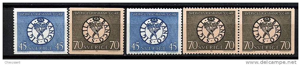 Suède ** N° 586/587 - 586a - 587ab -  Tricent. De La Banque De Suède - Unused Stamps