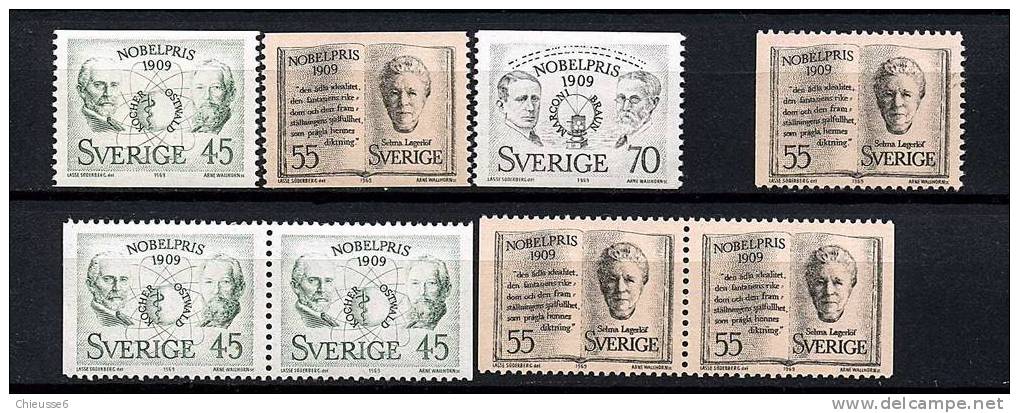 Suède ** N° 643 à 645 - 644a - 643ab - 644ab - Lauréats Du Prix Nobel 1909 - Unused Stamps