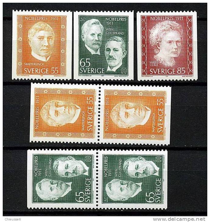 Suède ** N° 713 à 715 - 713ab - 714ab- Lauréats Du Prix Nobel 1911 - Unused Stamps
