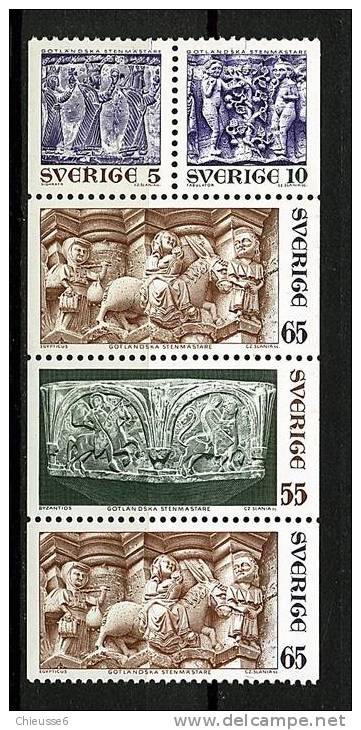 Suède ** Bande Du Carnet C696 Sans Sa Couverture - Sculptures De L'île De Gotland - 1951-80