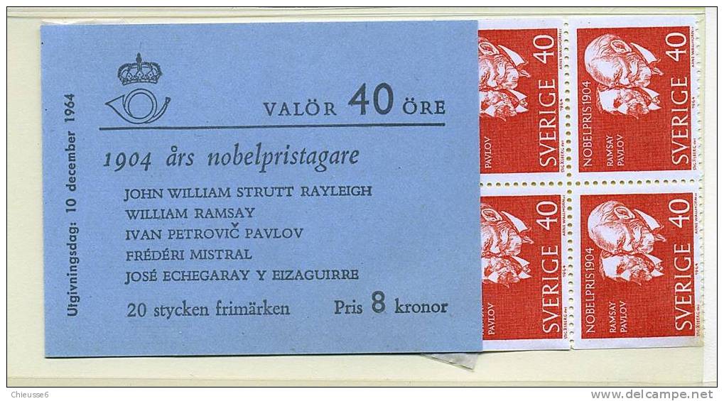 Suède ** Carnet N° C519a (dernier Tbre En Bas Gauche Collé En Partie Sur Support) - Lauréats Du Prix Nobel 1904 - 1951-80