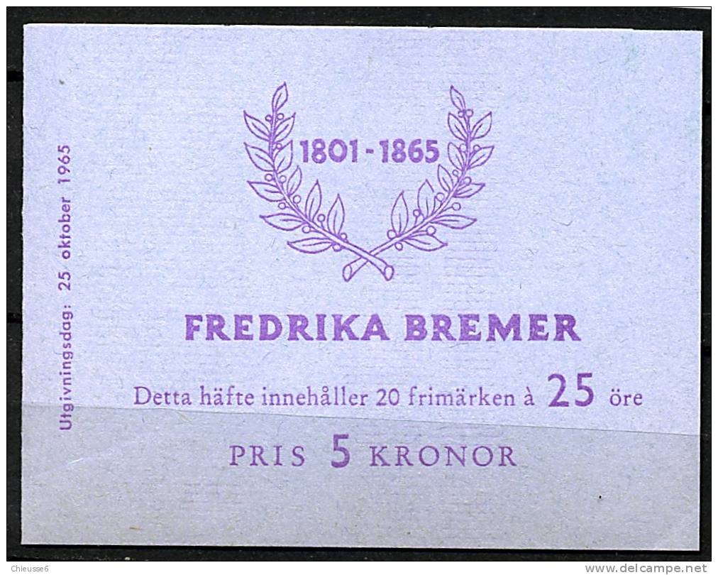 Suède ** Carnet N° C527a - Cent. De La Mort De F. Bremer - 1951-80