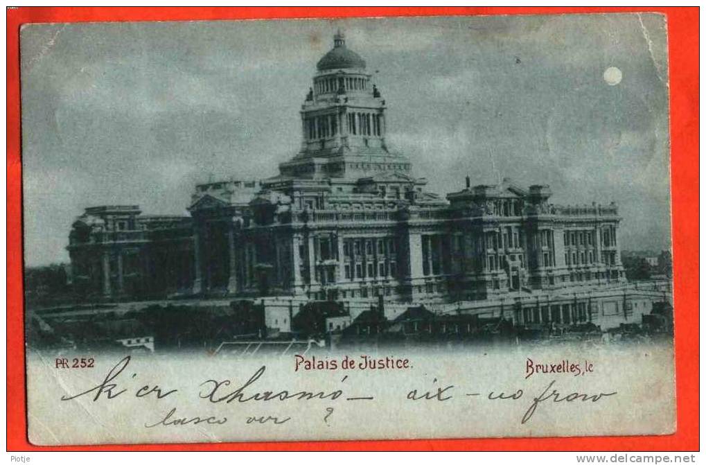 * Bruxelles - Brussel - Brussels * (PR 252) Vieux Carte Bleue, Palais De Justice, La Lune, Cachet St Léger 1898 - Laeken