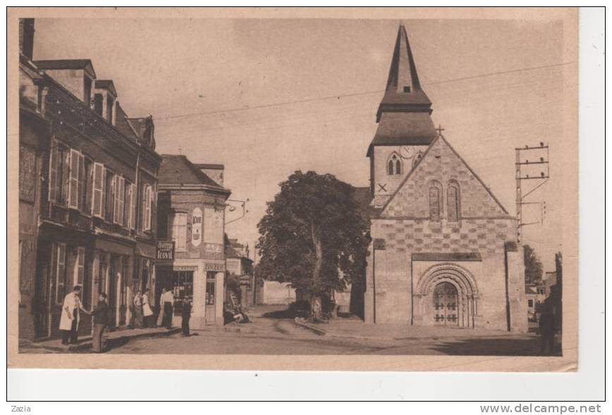 27.256/ SERQUIGNY - Place De L'église Et Café Tabac Barnaison - Serquigny