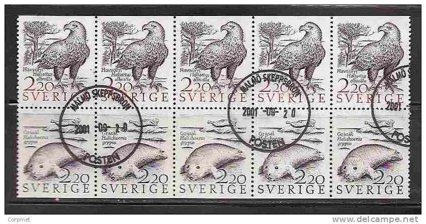 SWEDEN  - FAUNA -  Block Of 10  From The Exploided BOOKLET - Yvert # C 1455 - VF USED - Blocks & Sheetlets