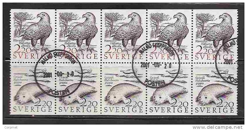 SWEDEN  - FAUNA -  Block Of 10  From The Exploided BOOKLET - Yvert # C 1455 - VF USED - Blokken & Velletjes