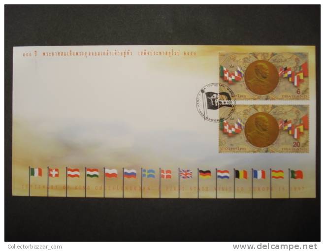 THAILAND FDC COVER Flags Coins Monedas Banderas - Buste