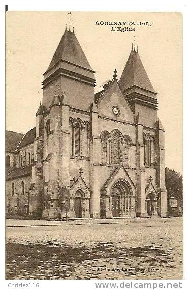 76 GOURNAY L'église  1913 - Gournay-en-Bray