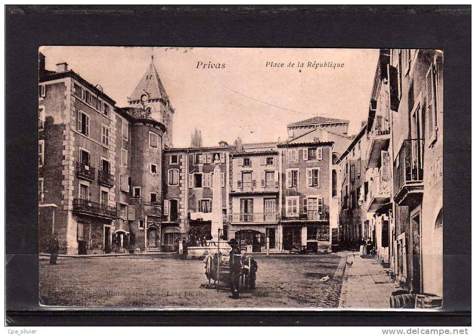 07 PRIVAS Place De La République, Animée, Carte Email, Ed Chapuis, 1907 - Privas