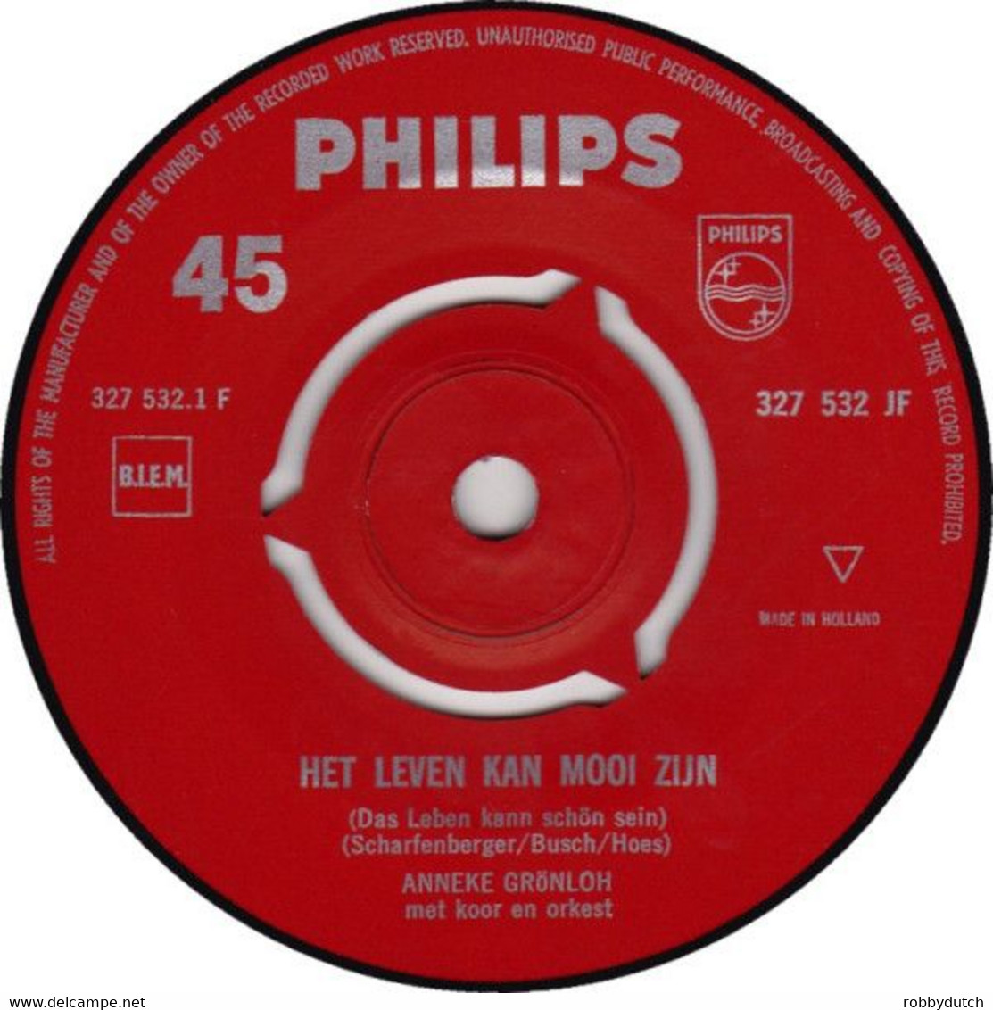 * 7" * ANNEKE GRÖNLOH - HET LEVEN KAN MOOI ZIJN / CIMERONI (Holland 1963 Ex-!!!) - Other - Dutch Music