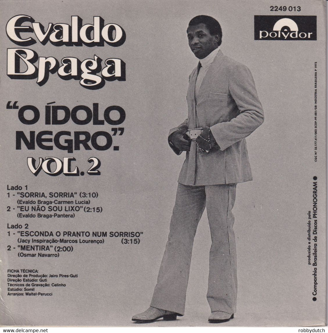 * 7" EP * EVALDO BRAGA - O ÍDOLO NEGRO VOL.2 (Brasil 1973 Ex-!!!) - Otros - Canción Española