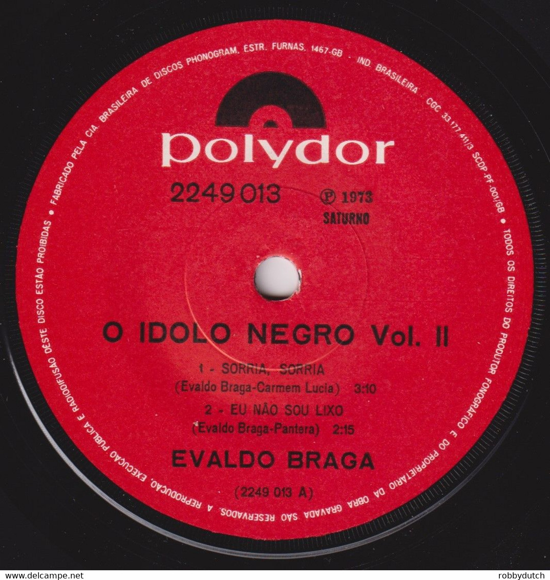 * 7" EP * EVALDO BRAGA - O ÍDOLO NEGRO VOL.2 (Brasil 1973 Ex-!!!) - Autres - Musique Espagnole