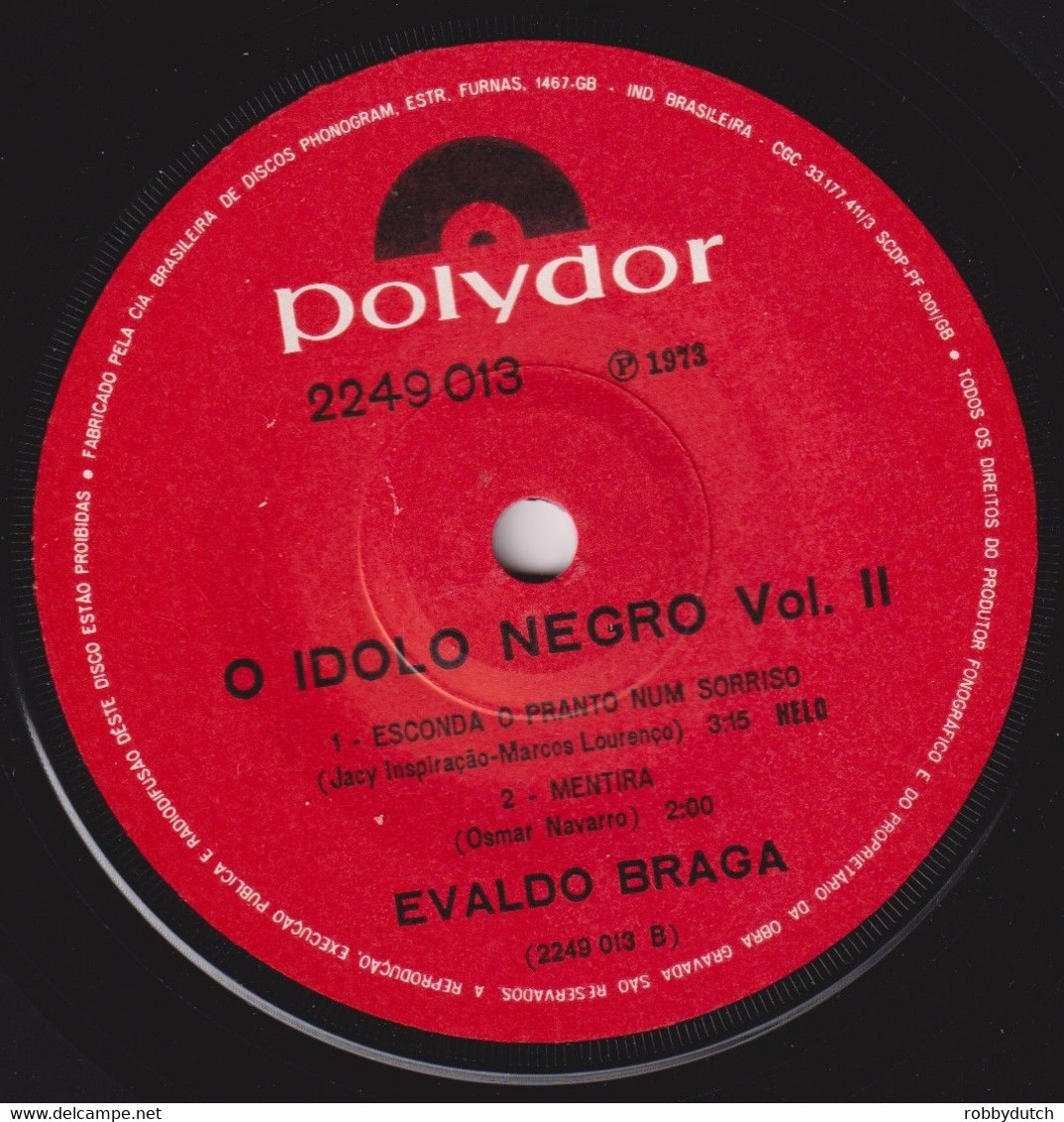 * 7" EP * EVALDO BRAGA - O ÍDOLO NEGRO VOL.2 (Brasil 1973 Ex-!!!) - Autres - Musique Espagnole