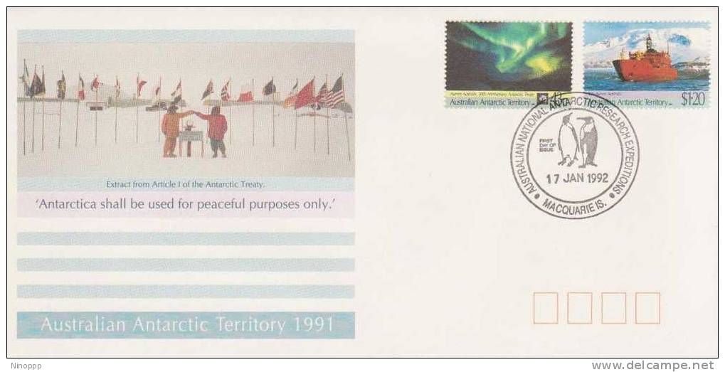 Australian Antartic-1992 30th Anniversary Treaty Macquarie Island Base FDC - Sonstige & Ohne Zuordnung