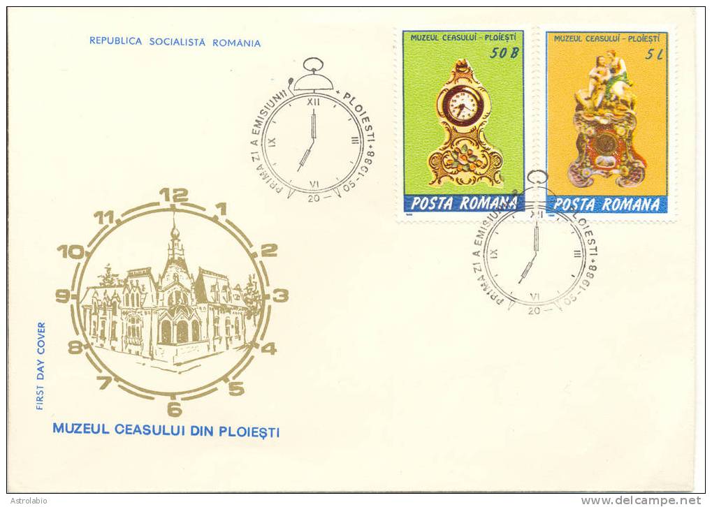 Roumanie FDC(3) 1988 " Horloges Anciennes " Yvert 3798/03 Voir 3 Scan - Relojería