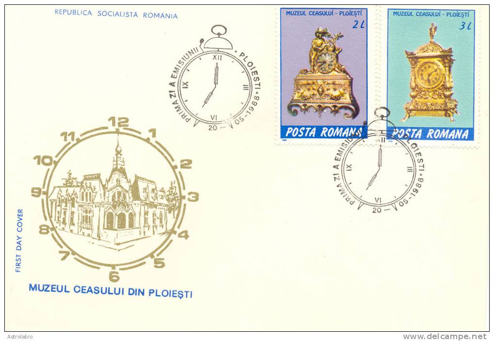 Roumanie FDC(3) 1988 " Horloges Anciennes " Yvert 3798/03 Voir 3 Scan - Uhrmacherei