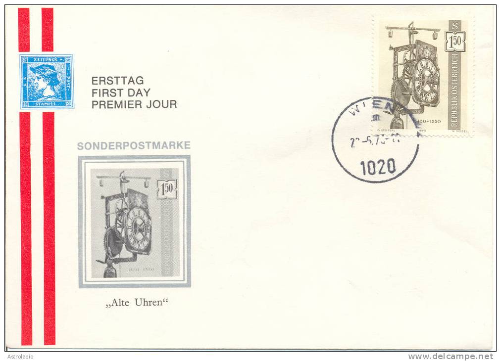 Autriche FDC(3) 1970 " Pendules Anciennes " Yvert 1157/9 Voir 3 Scan - Uhrmacherei