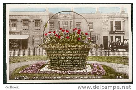 Real Photo Postcard Car & Basket Of Flowers Weston-super-Mare Somerset - Ref A61 - Weston-Super-Mare