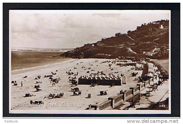 Real Photo Postcard Porthminster Beach Bathing Huts St Ives Cornwall - Ref 65a - St.Ives