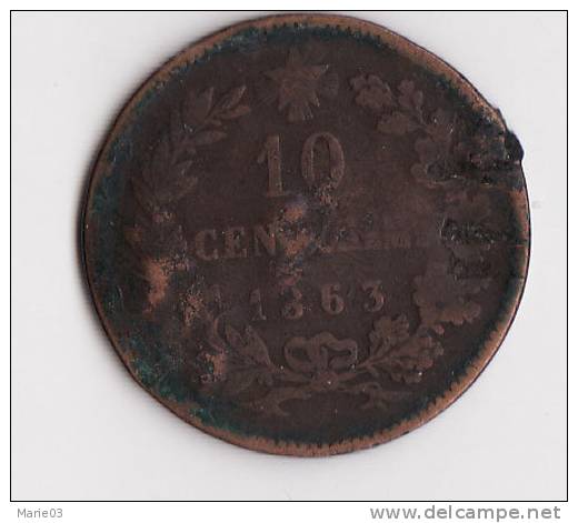 Italie - 10 Centimes - 1863 - 1861-1878 : Victor Emmanuel II