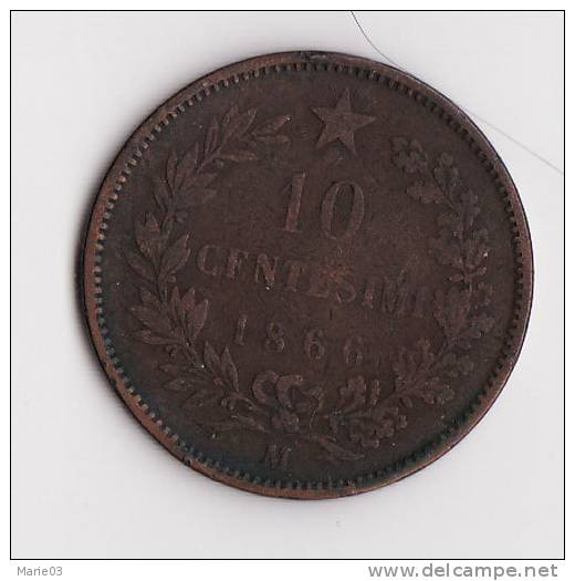 Italie - 10 Centimes - 1866 - 1861-1878 : Vittoro Emanuele II