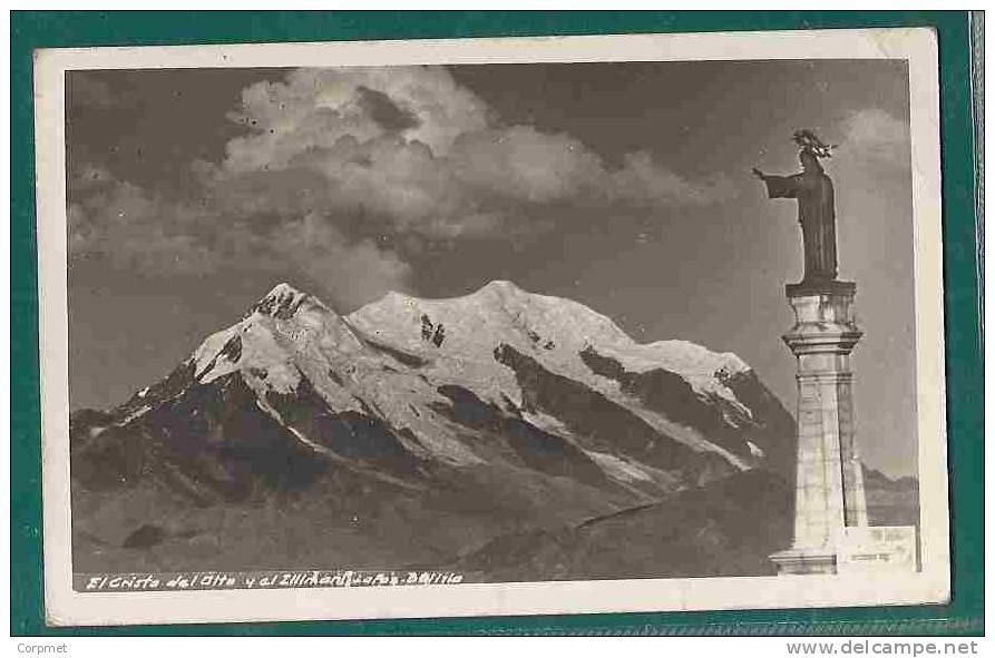 BOLIVIA - EL CRISTO DEL ALTO Y El ILLIMANI With Eternal Snow - VF POSTCARD Sent In 1948 To MONTEVIDEO - Bolivie