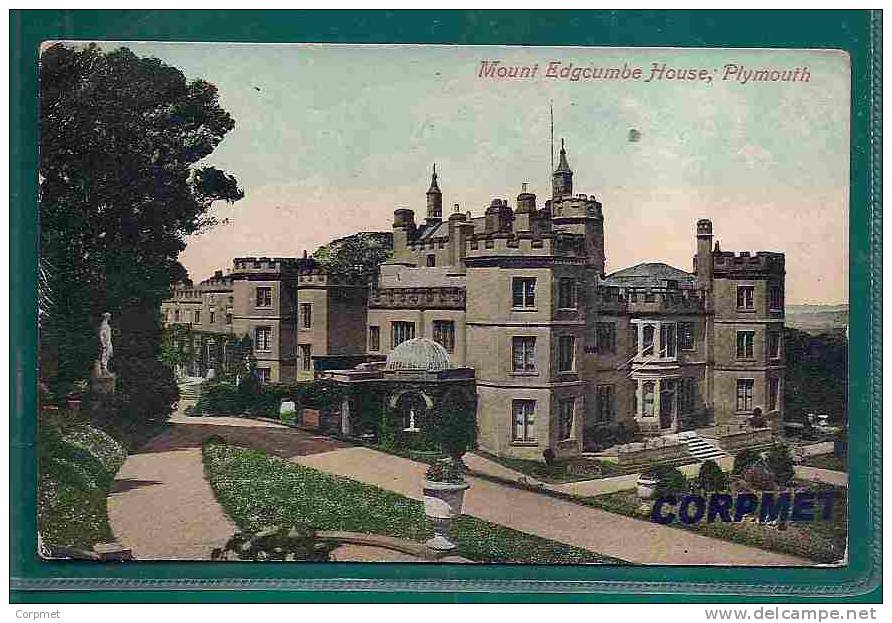 MOUNT EDGCUMBE HOUSE - Cremyll, Torpoint , Cornwall County And Plymouth County - 1906 POSTCARD Sent To CROSCOMBE, - Otros & Sin Clasificación