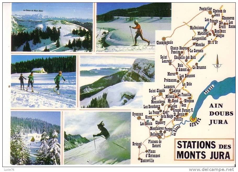 Stations Des Monts JURA   -  6 Vues Et Carte Des Stations - N° U  28089 - Franche-Comté