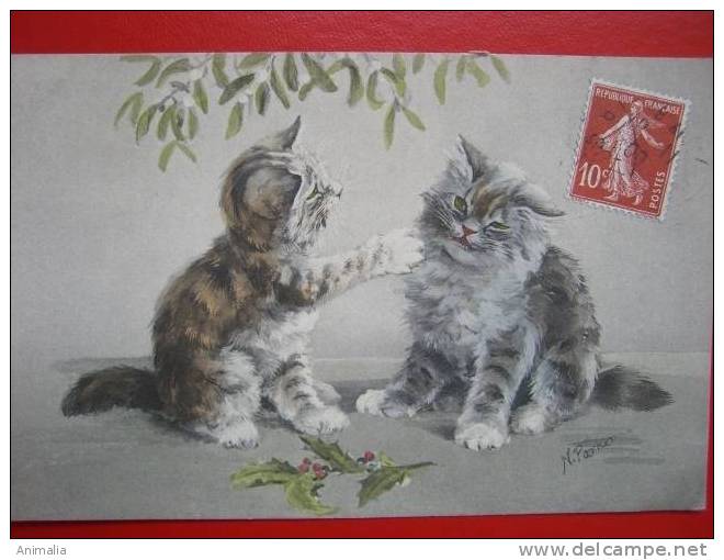 Chats Par N. Parker Houx, Gui  Cats Fighting, Holy And Mistletoe - Chats