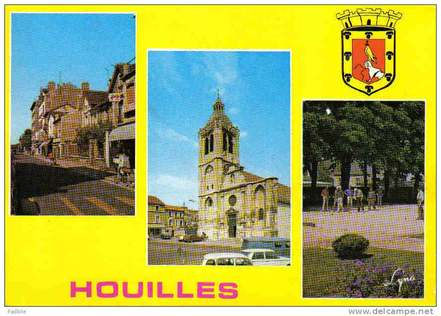 Carte Postale 78. Houilles  Pétanques Square Des Boulistes Avenue De Gaulle L'église Trés Beau Plan - Houilles