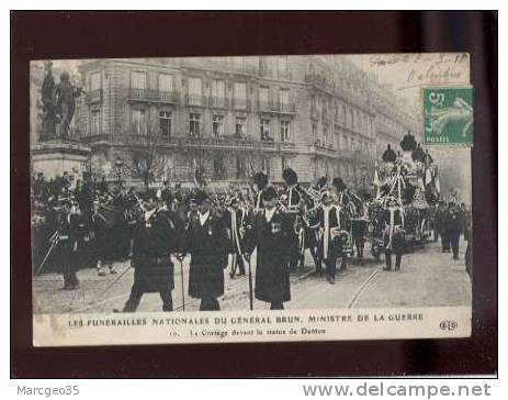 26334 Paris Les Funerailles Nationales Du Gl BRUN Ministre De La Guerre ,devant La Statue De Danton édit.ELD N° 10 - Funerali