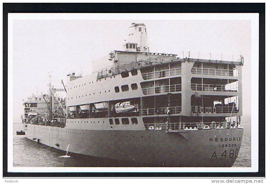 Falkland Islands Invasion Force RFA Resource Royal Navy Ship Boat Postcard  - Ref A66 - Warships