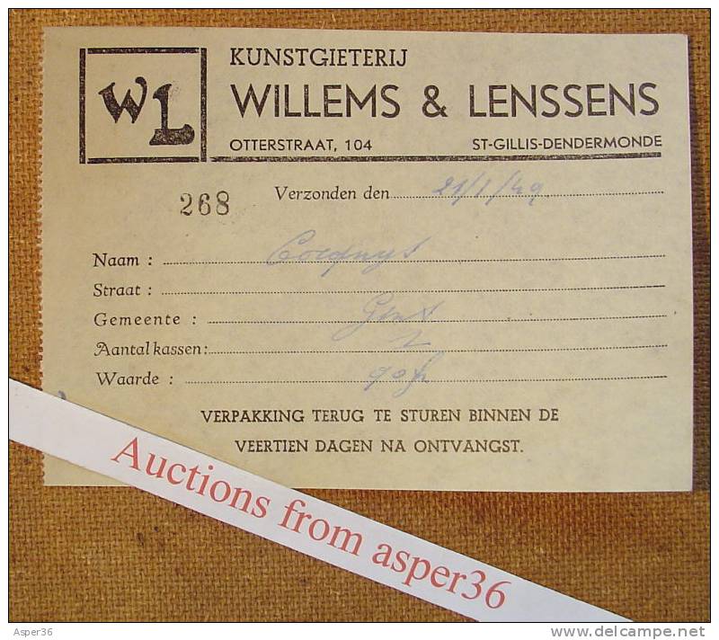 2 Facturen "Kunstgieterij, Willems & Lenssens, Dendermonde 1949" - Sonstige & Ohne Zuordnung