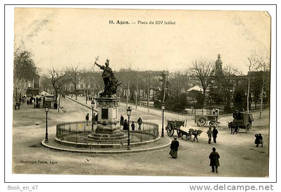 {46514} 47 Lot Et Garonne Agen , Place Du XIV Juillet ; Place Du 14 Juillet ; Animée , Edit à Gauche , Légende En Haut - Agen