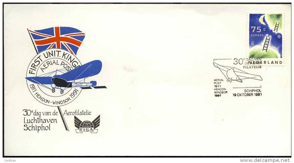 Pays Bas. Env Illustrée 19 Octobre 1991. 80° Anniversaire Poste Aérienne (T.-P N° 1380) - Autres & Non Classés