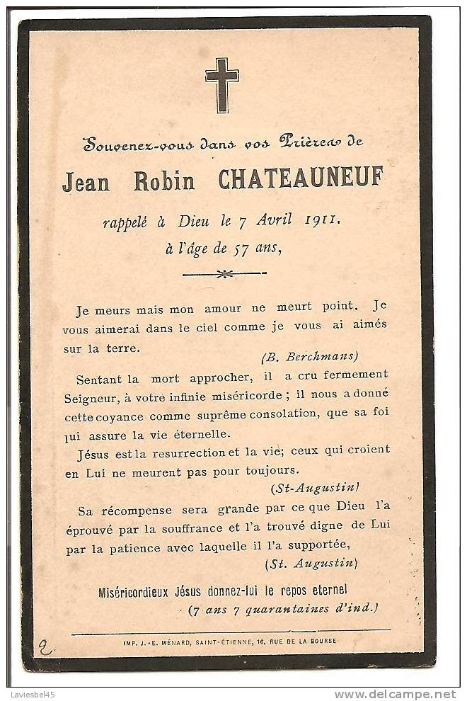 JEAN ROBIN CHATEAUNEUF . 7 Avril 1911 - Souvenez-vous. - Otros & Sin Clasificación