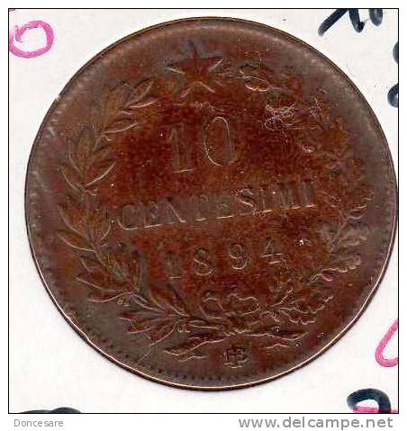 ** 10 CENTESIMI 1894 BI ITALIA TTB  **E70** - 1878-1900 : Umberto I.