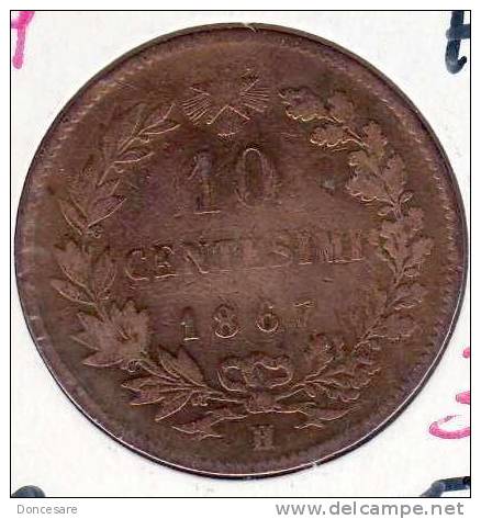 ** 10 CENTESIMI 1867 H ITALIA TB  **E85** - 1878-1900 : Umberto I.