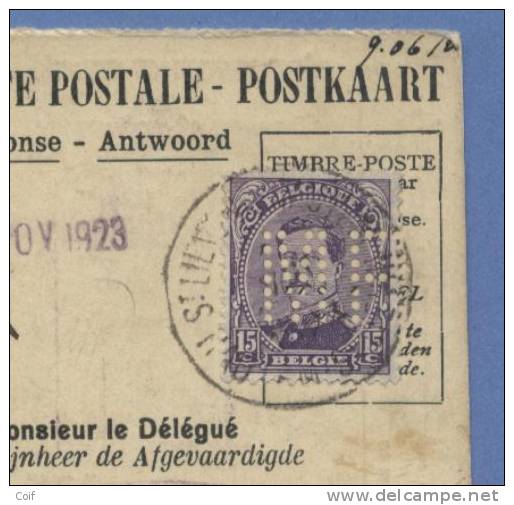 139 Op Kaart Met Firmaperforatie "M.F." Van Charbonnages De Moncau-Fontaine Te MONCEAU-SUR-SAMBRE - 1909-34