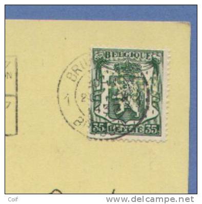 425 Op Kaart Met Firmaperforatie "M.F." Van IMPRIMERIE MYNCKE FRERES Te BRUSSEL - 1935-1949 Small Seal Of The State