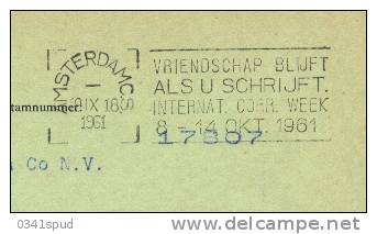 1961 Pays Bas UPU Union Postal Sur Lettre Entiere - U.P.U.